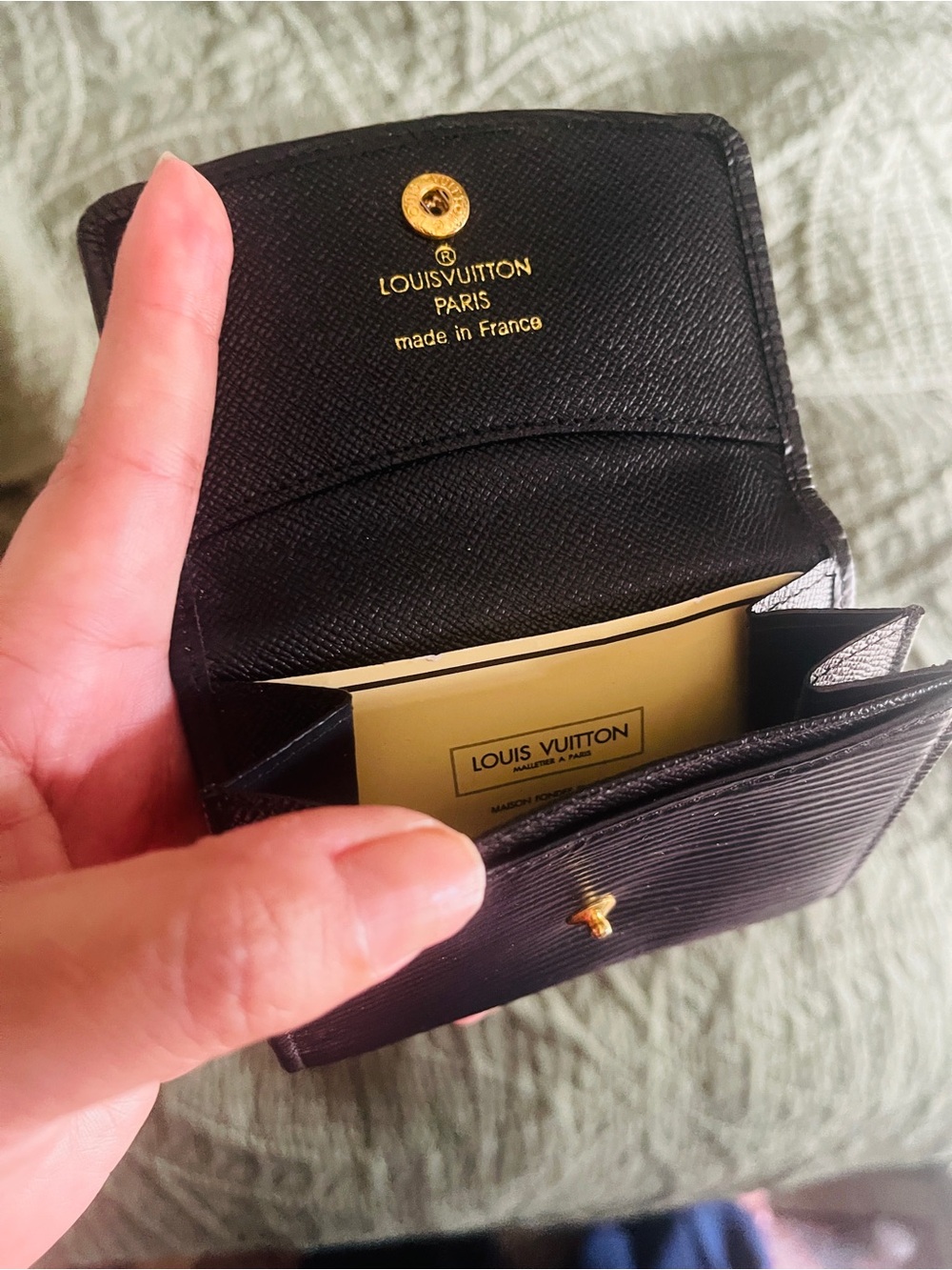 Black Textured Envelope Wallet | Snap Closure
